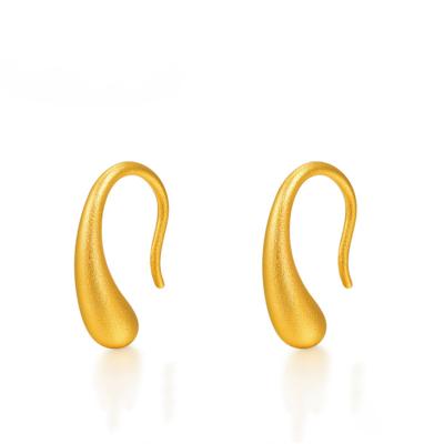 China Pure gold romantic stud earrings 999 pure gold women 3D drop earrings water drop hard stud earrings for sale