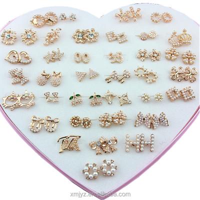 China CLASSIC High End Imitation Pearl Earrings Rose Gold Rice Bead Earrings 36 Pair Box Earrings Wholesale for sale