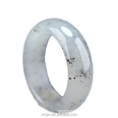 China White Tail Ring Couple Ring Male And Tian Jade Seed Ring Female Of Jade Point Ink Blue And Wholesale CLASSIC for sale