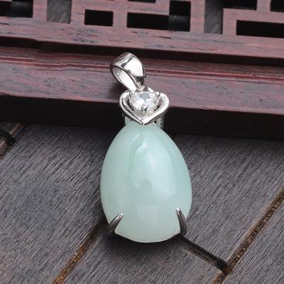 China CLASSIC S925 Sterling Silver Inlaid Natural Jade and Peace Jade Pendant Necklace Pendant With Chain for sale