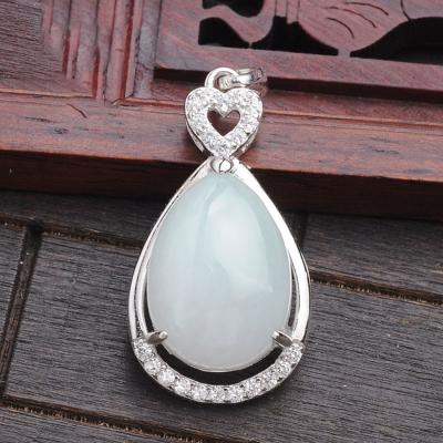 China CLASSIC Natural Drop Jade Female Silver Inlaid Drop-Shaped Pendant Jade Jewelry Jade Pendant Jadeite Pendant for sale