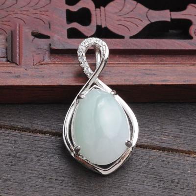 China CLASSIC Natural Drop Jade Female Silver Inlaid Drop-Shaped Pendant Jade Jewelry Jade Pendant Jadeite Pendant for sale