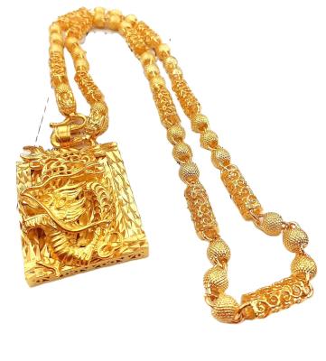 China Cute Men's Gold Plated Dragon Head Pendant Witches Hollow Dragon Necklace Sand Thai Necklace for sale