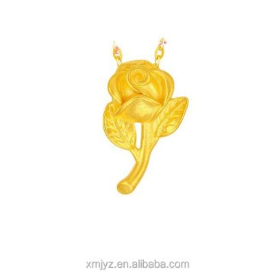 China Cute Gold Rose 999 Gold Jewelry Female Gold Plated Flower Pendant Necklace Vietnam Shajin Hard Pendant for sale