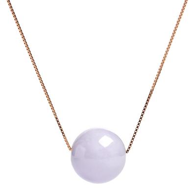 China CLASSIC 45cm Perimeter 925 Silver Gold Plated Chain Jade Emerald Purple Bead Necklace for sale