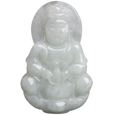 China Jade Guanyin Buddha Pendant Natural Burmese Ice CLASSIC Jade Pendant Male Jewelry Myanmar Jade Wholesale 14 for sale