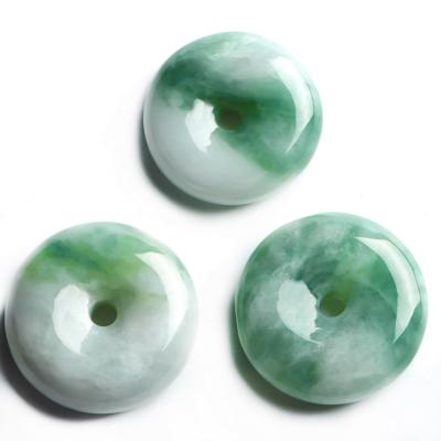 China Real Natural High Quality Green Donuts Cheap CLASSIC Jade Peace Loop Button Pendant for sale