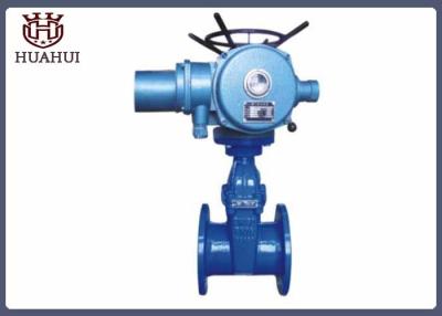 China Double Flanged Resilient Seated Gate Valve Electric Opration Blue Color Body for sale