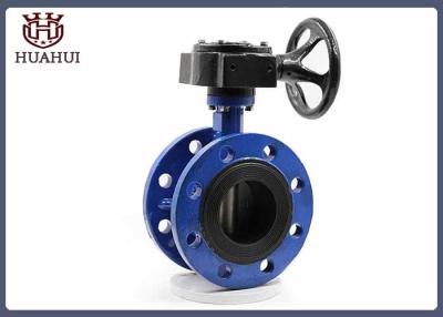 China Black Gearbox DN50 Flanged Butterfly Valve Blue Color For Water System for sale