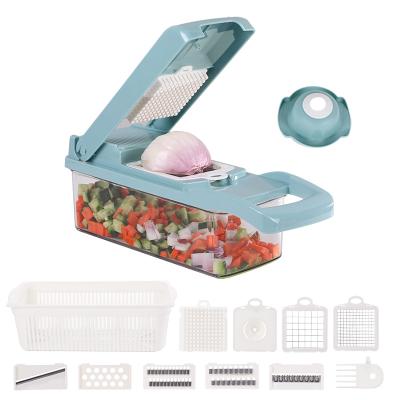 China Viable Blue White Multifunctional Vegetable Cutter, Salad Cutter, Cutter Grater Fruit and Vegetable Dicing Cutter for sale