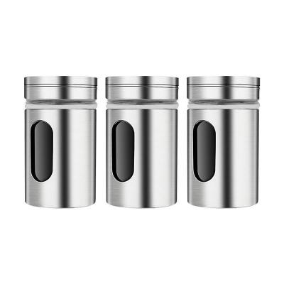 China Best Viable Selling 3 Kinds Of 80ML Holes Stainless Steel Cover Transparent Glass Spice Jars for sale