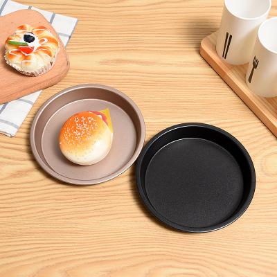 China Non-stick mold 6-10 inch pizza pan pizza tray round baking set carbon steel baking pan for sale