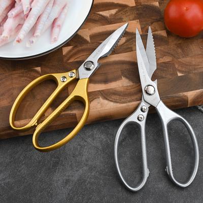 China Health Stainless Steel Kitchen Scissors Chicken Bone Scissors Fashionable Multi Thick Multi Functional Kitchen Scissors Aluminum Handle Four Generation for sale