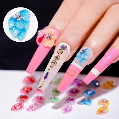 China DIY Manicure New 3D 6 Colors Boxed Rhinestone Butterfly Nail Accessories for sale