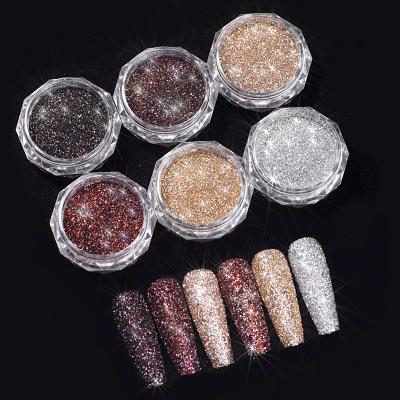 China Wholesale Broken Art DIY Diamond Nail Powder Silvery Gold Crystal Nail Powder For Nail Art Decoration for sale