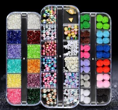 China Easy Apply Luminous Nail Rhinestones Mixed Size 3D Glass Natural Stone Charm Nail Art DIY Manicure Decorations for sale