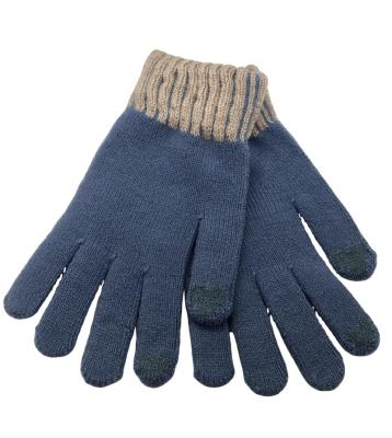 China Factory direct sales touch screen knit warm winter gloves gloves two color jacquard wrist gloves for sale