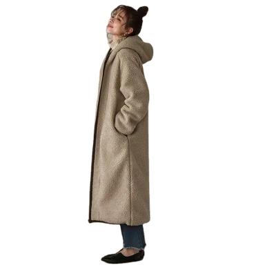 China Autumn and winter QUICK DRY lambswool coat large pocket overcoat long large large lambskin fabric artificial wool coat warm woolen coat for sale