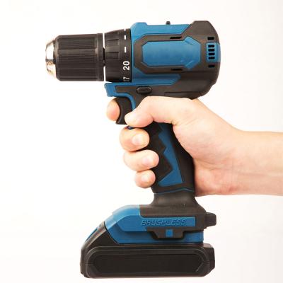 China 1700 RPM 20V Cordless Impact Drill High Quality Brushless Driver With Battery 2-Speed ​​Power Tool 1.5-13mm for sale