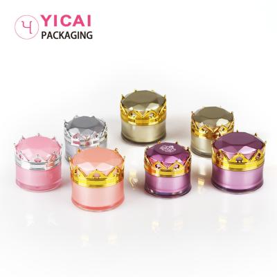 China Skin Care Cream Customized 5g 10g 15g 20g Luxury Empty Crown Shaped Cap Acrylic Cream Jars Containers For Skin Care for sale