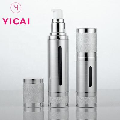 China Free Sample OEM Personal Care YICAI Aluminum Cosmetic Airless Pump Bottle Custom Empty Spray Container 5-120ml for sale