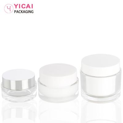 China BEAUTY Custom Logo Printed Luxury Empty 15/30/50/100/200ml Plastic Acrylic Cream Packaging Jars For Skin Care for sale