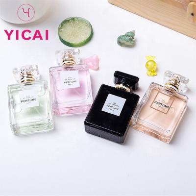 China Free Sample YICAI Personal Care Low 50ml Moq Luxury Square Glass Perfume Bottle High Quality for sale