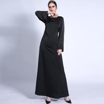 China Wholesale Round Abaya Modest Muslim Clothing Long Abaya Neck Dress With Drape Round Neck for sale