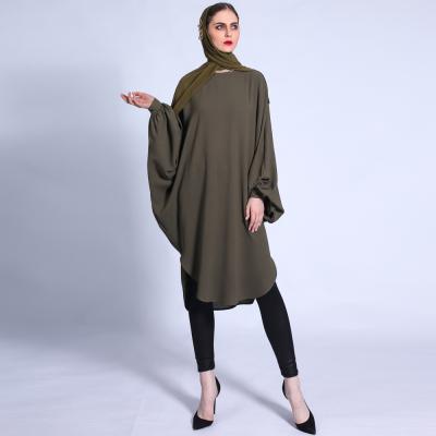 China Modern Islamic Clothing Batwing Big Batwing Sleeve Abaya Design Color Casual Loose Fashion Shirt Blouse Dress for sale