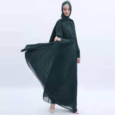 China Abaya Chiffon Big Edge Chiffon Long Robe Women Muslim Long Robe Evening Dress Super Simple Sheer Islamic Dress Pour Women for sale