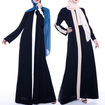 China High quality simple loose nida luxury plus size women kaftan dress black muslim abaya in nida for sale