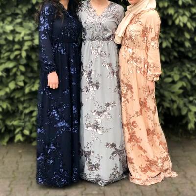 China Double Skirt Abaya Dubai Lace Mesh Sequin Embroidered Double Dress Long Dress Luxury Prom Dress Large for sale