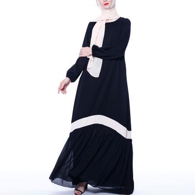 China Fashion Mixed Hot Sales Islamic Clothing Polyester Chiffon Abaya Black Color Dress For Women for sale