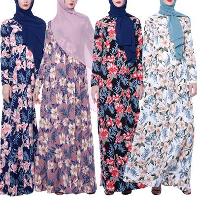 China Beautiful Floral Print Female Dress Fashionable Style Printed Abaya Long For Sale for sale