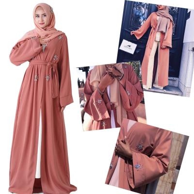 China Breathable fashion 128 hand quilted rhinestones turkey new modern muslim maxi abaya embroider kimono abaya for sale