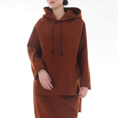 China Modest Dubai muslim coat tops and pants jacket islamic clothing two sets coat hoodie wool abaya for sale