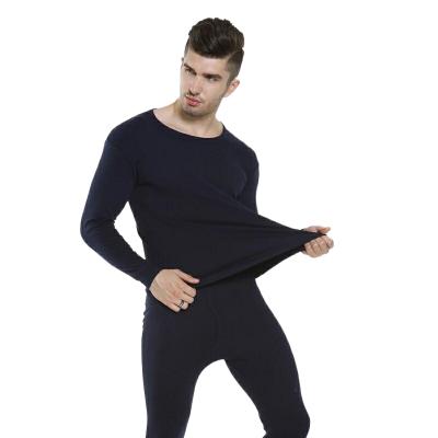 China Autumn Winter Men&'s 100% Black Color Men Underwear Cotton Long Sleeve Thermal Appropriate Suit Long John Suit for sale