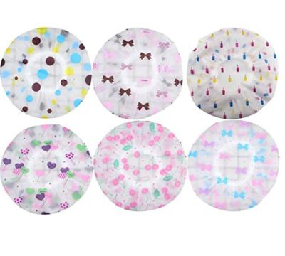 China SGS Goedgekeurde Plastic Beschikbare Douchekappen, 0.15mm Polka Dot Shower Cap Te koop