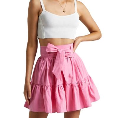 China Custom Mini Skirt High Waist Ruffle Skirt Plus Edge Bow Rose Waist Fashion Skirt For Ladies for sale