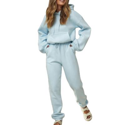 China Anti-pilling New In 100% Cotton Oversized Hoodie Elastic Waist Joggers Sweat Suit Women Casual 2 Piece Set for sale