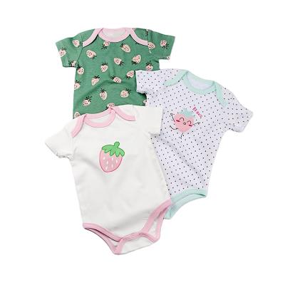 China Comfortable Baby Clothes OEM Newborn Baby Clothes 3 Pack Custom Printed Baby To Wear Short Sleeve Baby Bodysuit for sale