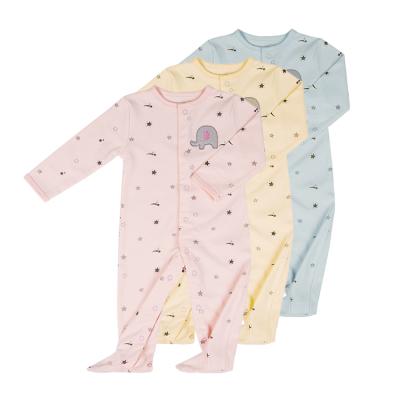 China Baby Footed Sleeper 100% Cotton Baby Romper Organic Newborn Baby Footed Emblem Longsleeve Footed Sleeper for sale