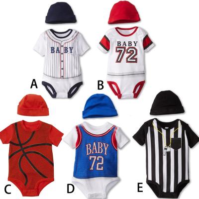 China High Quality Custom Made Clothes Basketball Short Baby Sports Romper Baby Sleeve Cute Jumpsuit With Hat for sale