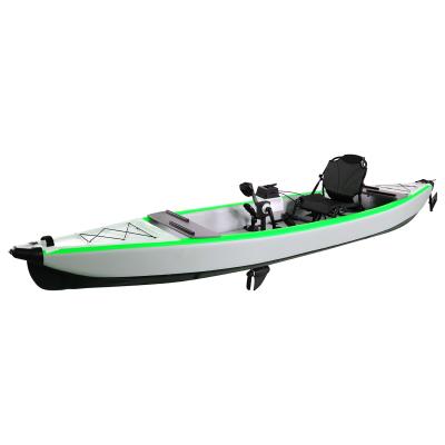 China Green Color 4.20m Foot Drive Pedal System Inflatable Kayaking Fishing Kayak From China Water Manufacturer for sale