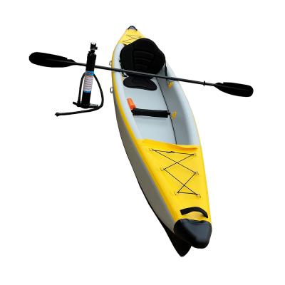 China Yellow Drop Stitch +PVC High Performance Inflatable Kayak Thickened Fishing Boat Kayak for sale