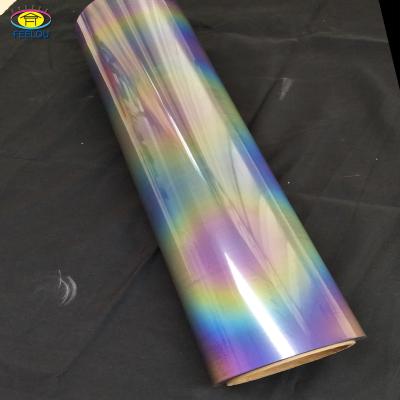 China Colorful Washable Rainbow Heat Transfer Vinyl Reflective Film For Garment for sale