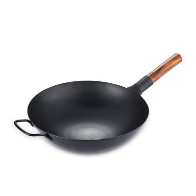 China Stocked Factory Directly Pre- Seasoned Carbon Steel Wok Pan Wholesale Without Any Coating for sale