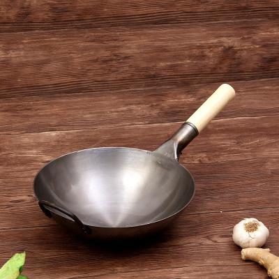 China Sustainable Cheap Chinese Iron Wok 34cm With SS Handle From Factory Directly for sale