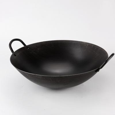 China 2021 Best Viable Selling Cheap 16 Inch Iron Wok With SS Double Ear For Restaurant, Without Coating From Factory Directly for sale