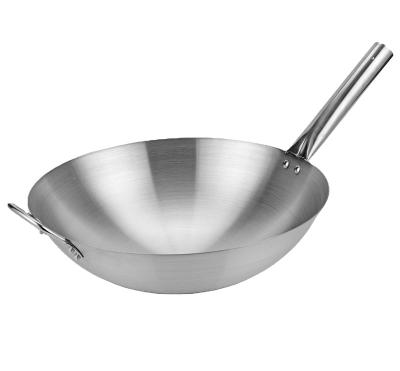 China Stainless Steel Handle Long Lasting Steel And Beech Wood Wok For Restaurant for sale